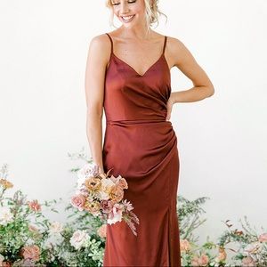 Revelry Rory Satin Dress Terracotta Rust size 6